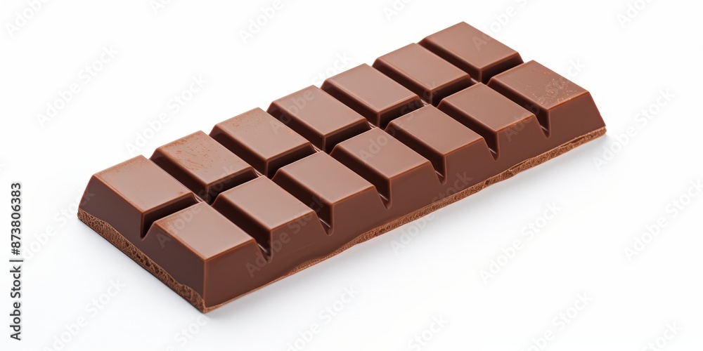 A single bar of milk chocolate isolated on a white background A single bar of milk chocolate isolated on a white background