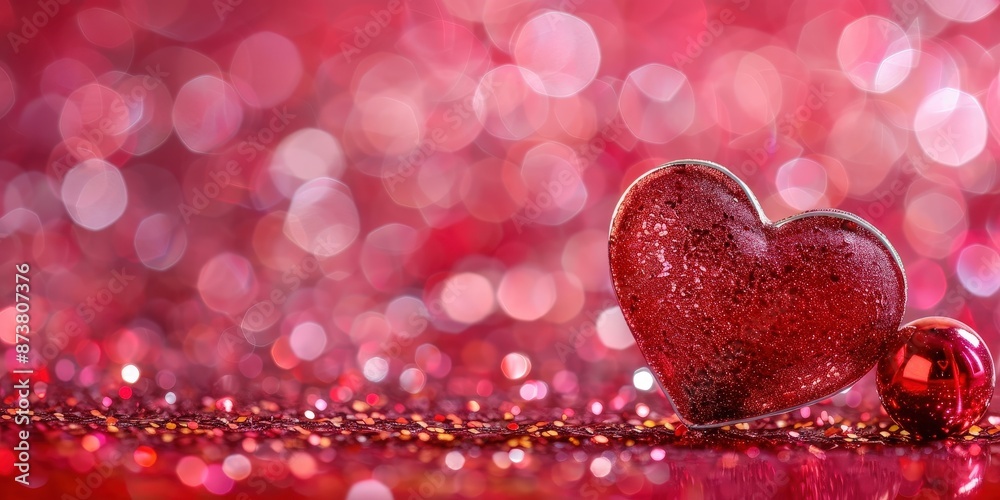 Red Heart on Glitter Background Red Heart on Glitter Background