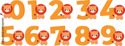 birthday number, with lion theme, birthday candle, with numbers, 0,1,2,3,4,5,6,7,8,9