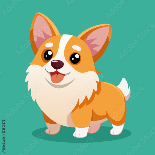 Cute cartoon corgi dog, vector kawaii puppy character with a cheerful face expression, corgi animal with joyful demeanor and bright colors promoting themes of happiness, pets care, love and loyalty