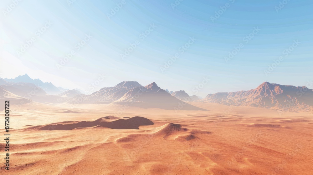Naklejka premium Desert Landscape with Distant Mountains
