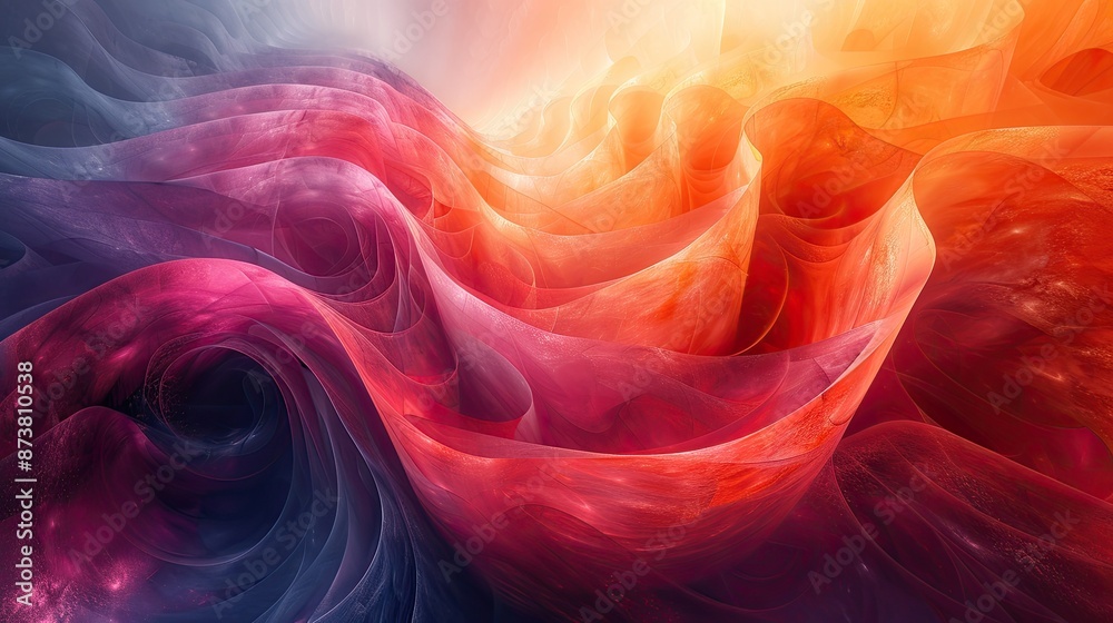 Fototapeta premium Abstract digital artwork with swirling colors and geometric shapes background.