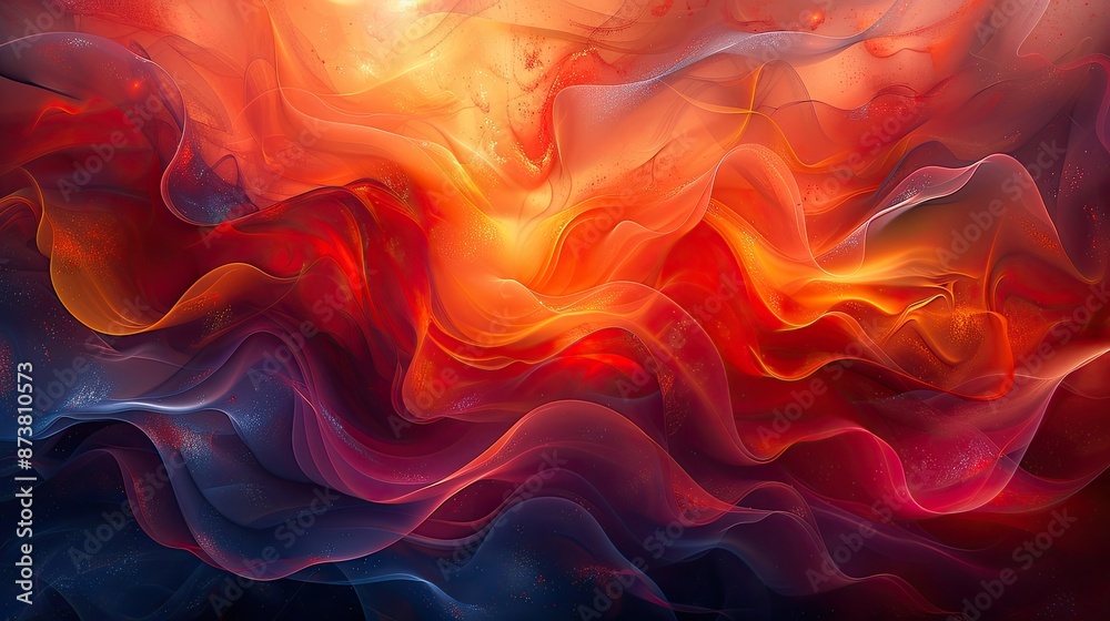 Obraz premium Abstract digital artwork with swirling colors and geometric shapes background.