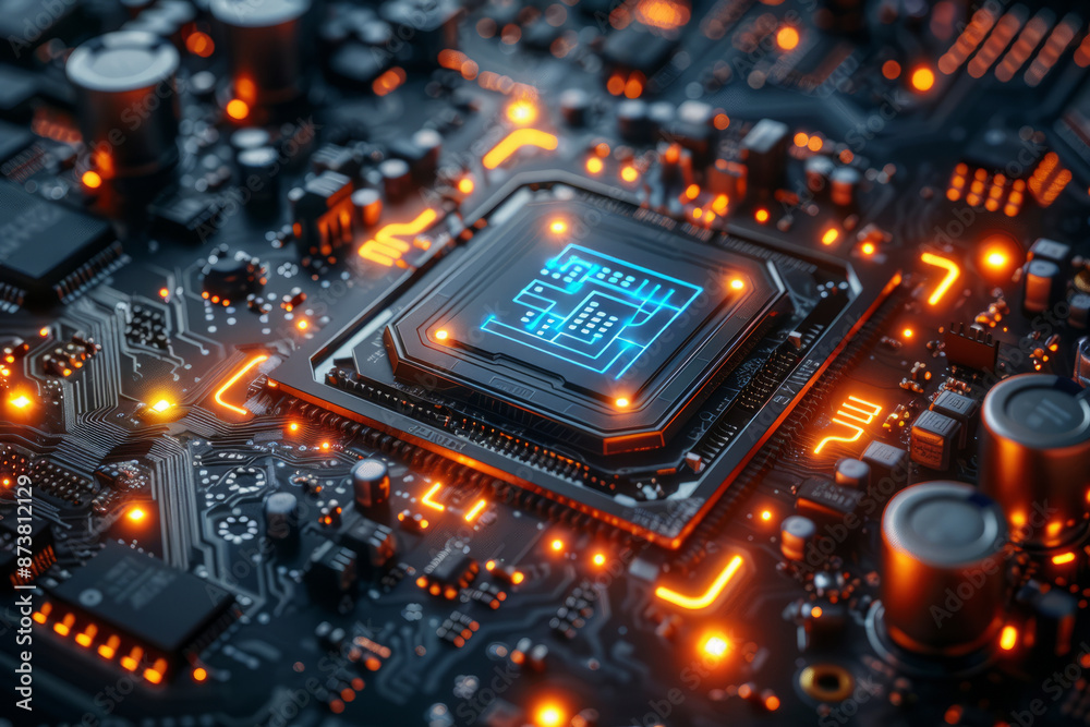 Neon high tech background, futuristic technology. AI generation Neon high tech background, futuristic technology. AI generation