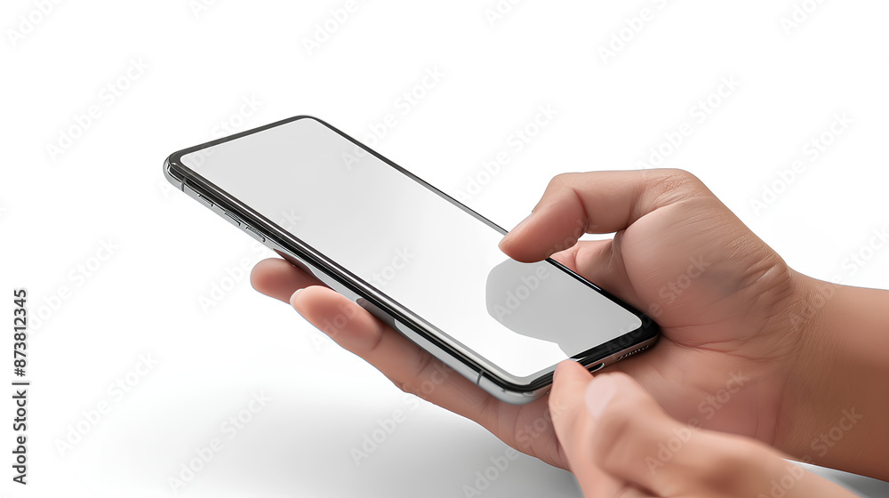 Hands hold mobile phone screen mockup smartphone display mock up isolated on white Hands hold mobile phone screen mockup smartphone display mock up isolated on white