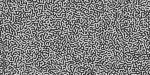 Turing reaction diffusion monochrome seamless pattern with chaotic motion .Linear design with biological shapes. Organic lines in memphis. abstract turing organic wallpaper background .	