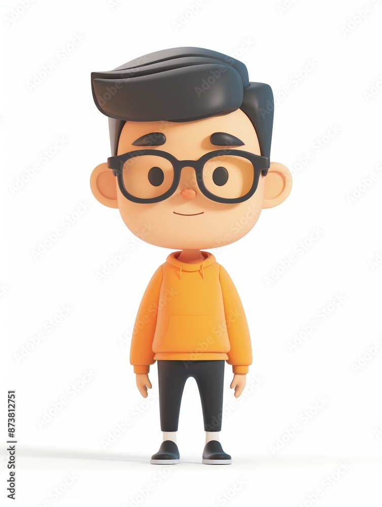Editor male, Full body character, 3D render illustration, Clip art, cartoon style, isolated on white background Editor male, Full body character, 3D render illustration, Clip art, cartoon style, isolated on white background