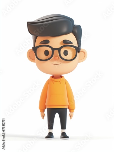 Editor male, Full body character, 3D render illustration, Clip art, cartoon style, isolated on white background 