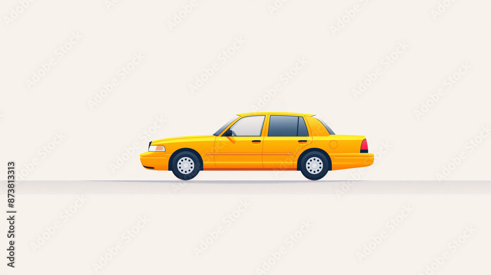 Yellow taxi cab driving on a white background. Yellow taxi cab driving on a white background.