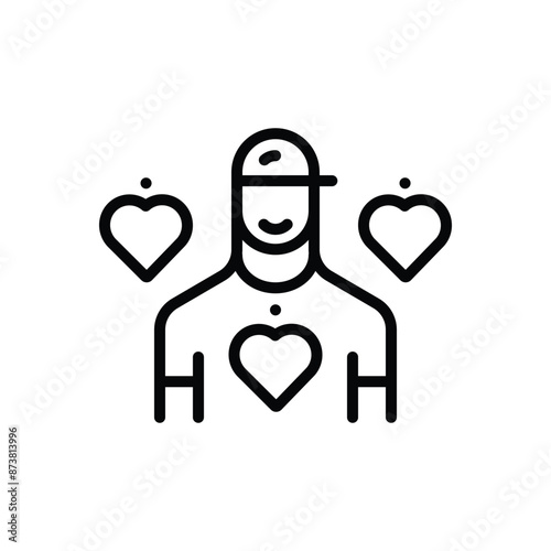 Black line icon for volunteers
