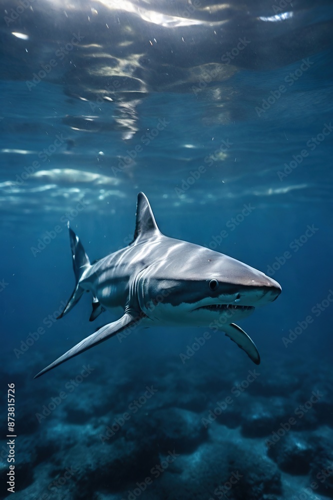 Obraz premium shark swimming in the deep ocean
