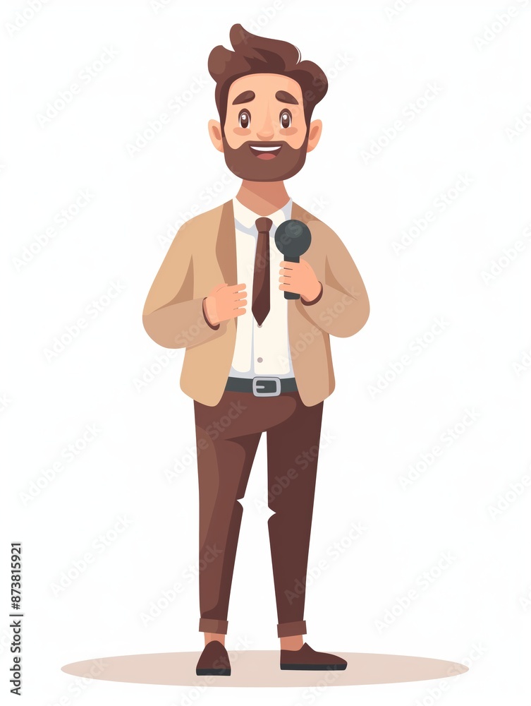 Journalist male, Full body character, Vector illustration, Clip art, isolated on white background Journalist male, Full body character, Vector illustration, Clip art, isolated on white background