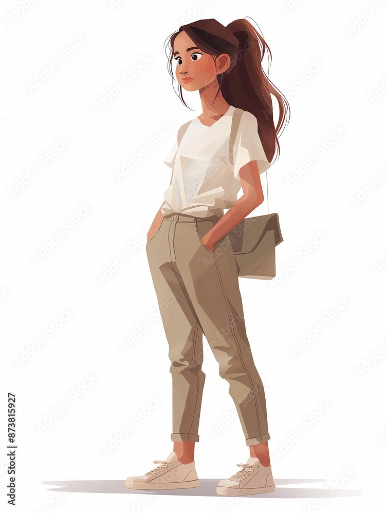 Copywriter female, Full body character, Vector illustration, Clip art, isolated on white background Copywriter female, Full body character, Vector illustration, Clip art, isolated on white background