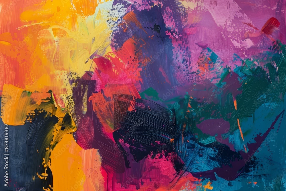 An abstract painting showcasing vibrant multicolored paint strokes and patterns, An abstract painting with bold, vibrant colors An abstract painting showcasing vibrant multicolored paint strokes and patterns, An abstract painting with bold, vibrant colors