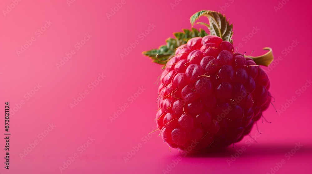 Single Raspberry on Pink Background. Single Raspberry on Pink Background.