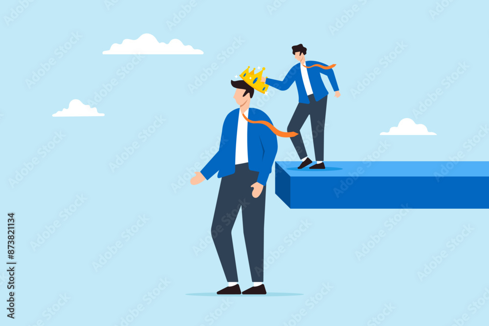 HR manager placing crown on candidate head recognizing top talent crowning achievement hiring royalty HR manager placing crown on candidate head recognizing top talent crowning achievement hiring royalty