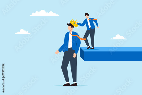 HR manager placing crown on candidate head recognizing top talent crowning achievement hiring royalty