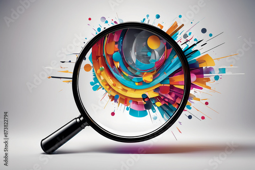 a magnifying glass that magnifies an abstract image