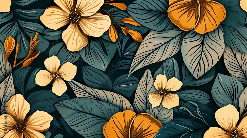 Floral Pattern. Seamless botanical bloom flower for fabric prints. Hand-drawn geometrical texture. Generative Ai Floral Pattern. Seamless botanical bloom flower for fabric prints. Hand-drawn geometrical texture. Generative Ai