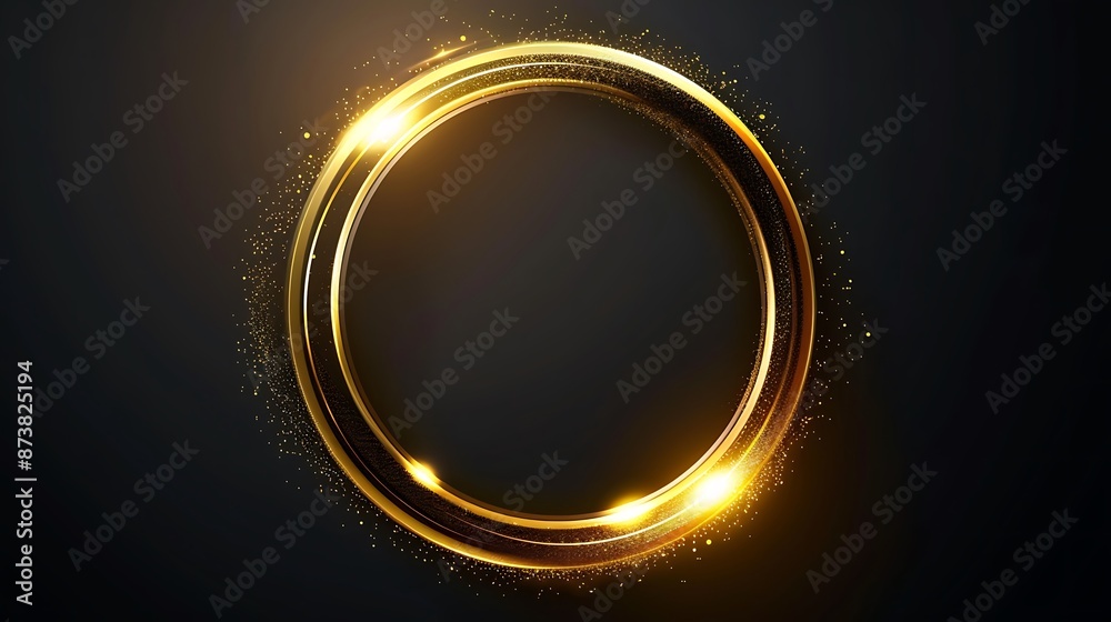 Gold Glowing Circle, Elegant Illuminated Light ring on Dark Background. Generative Ai Gold Glowing Circle, Elegant Illuminated Light ring on Dark Background. Generative Ai