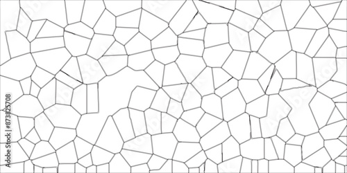 black lines stroke abstract white crystalized broken glass background graphic ornament. Voronoi diagram background. abstract high quality texture design digital art wallpaper, vector illustration