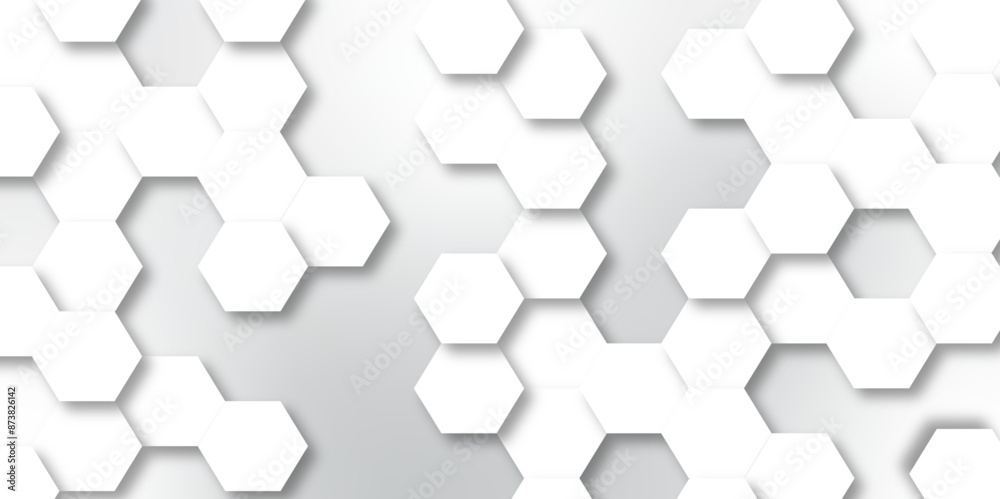 Abstract hexagon background. Futuristic abstract honeycomb mosaic white and grey technology background. Surface polygon pattern with glowing hexagon paper texture futuristic business. graphic design