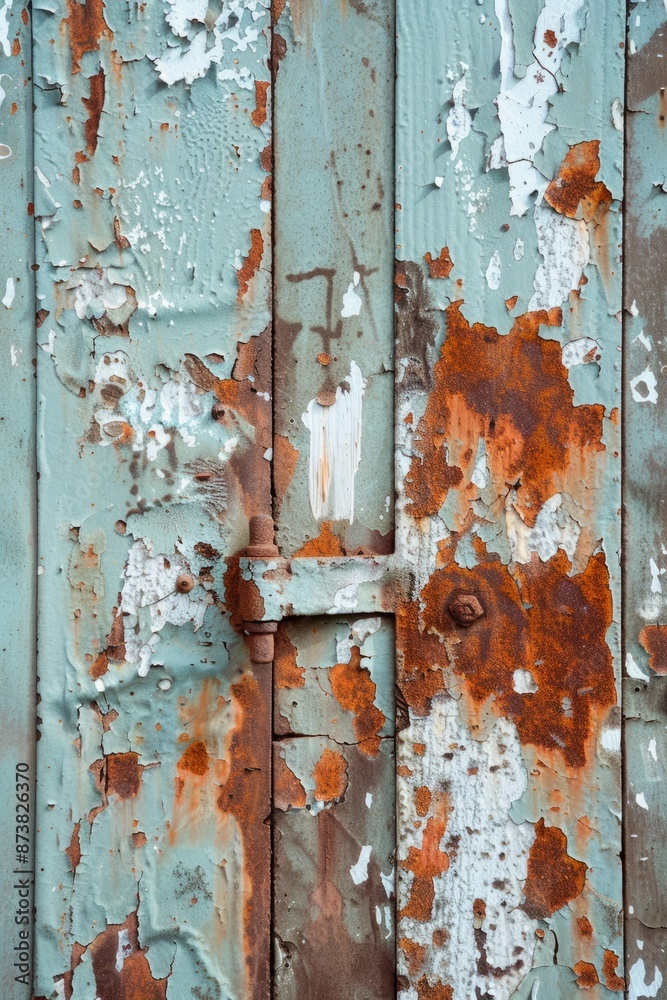 Scratches on a rusty metal fence, with paint peeling and rust spreading around the edges, Generative AI Scratches on a rusty metal fence, with paint peeling and rust spreading around the edges, Generative AI