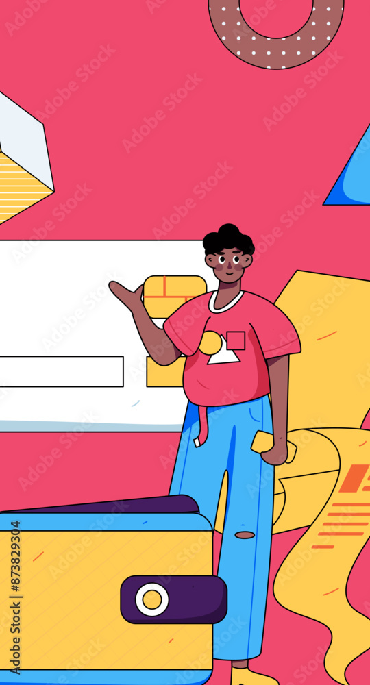 Fototapeta premium Online shopping payment security character flat vector concept operation hand drawn illustration