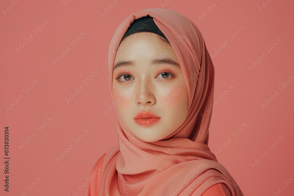 Close-up Portrait of a Young Woman in a Pink Hijab Close-up Portrait of a Young Woman in a Pink Hijab
