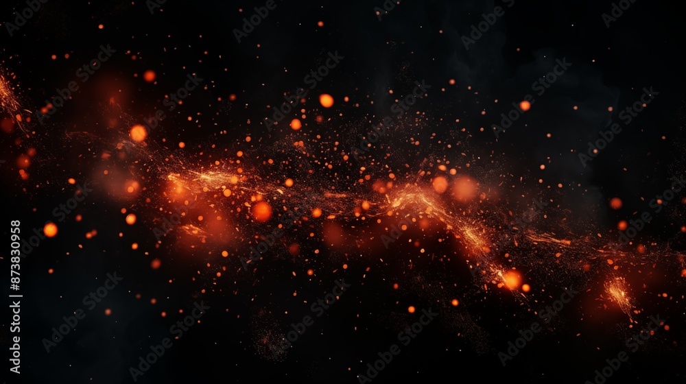 Orange Glowing Particles in Space with a Dark Background Orange Glowing Particles in Space with a Dark Background