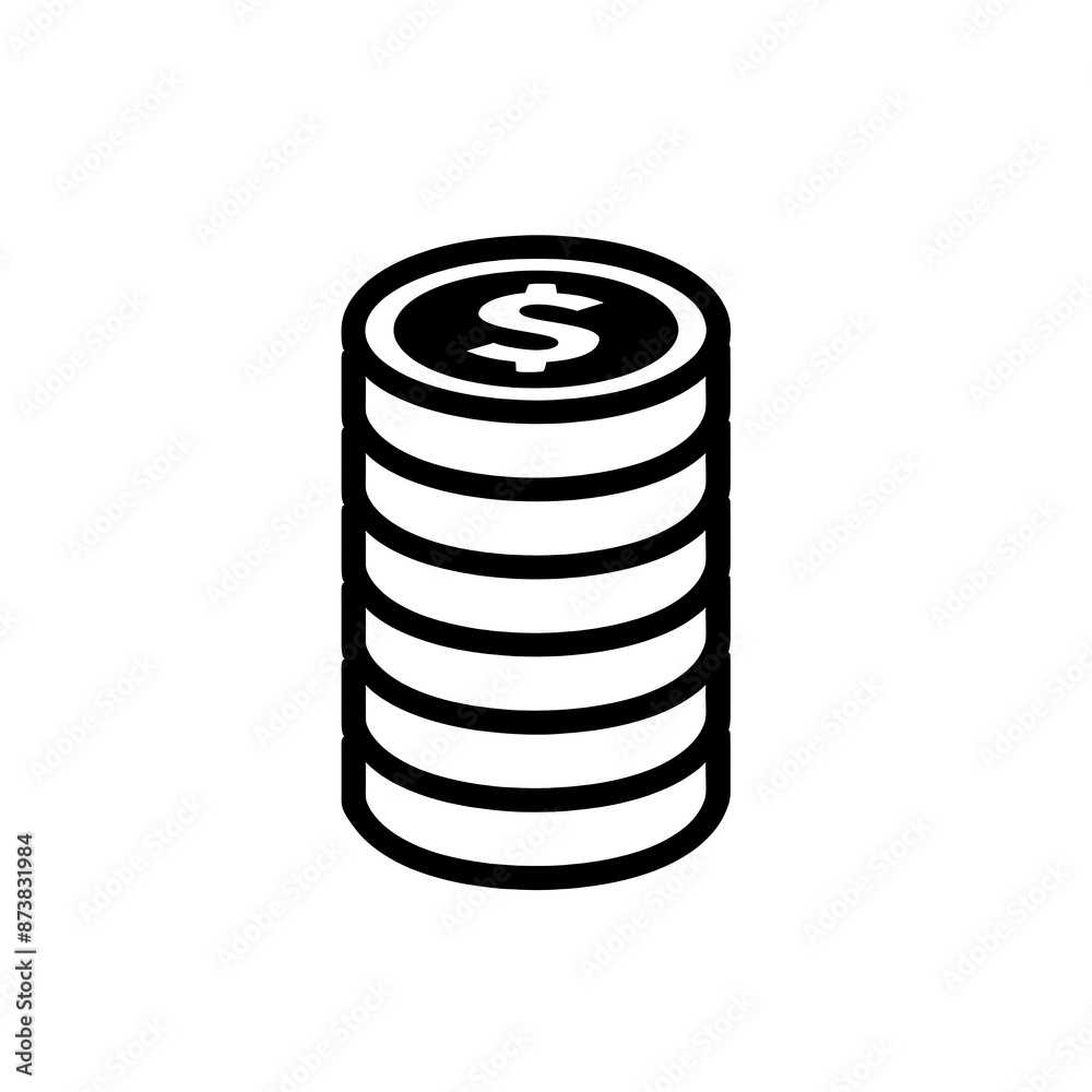 Coins Minimal Icon, Simple Logo Coins Minimal Icon, Simple Logo