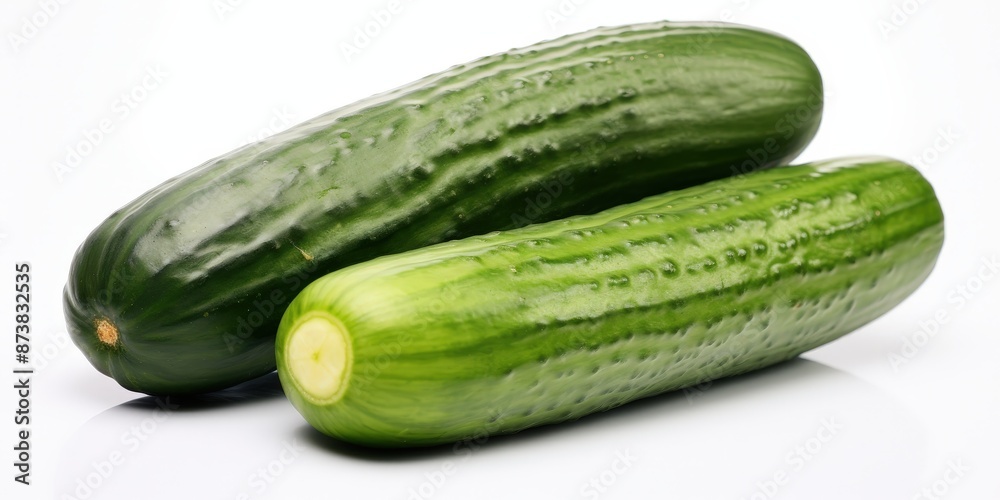 Fresh Green Cucumbers on White Background Fresh Green Cucumbers on White Background