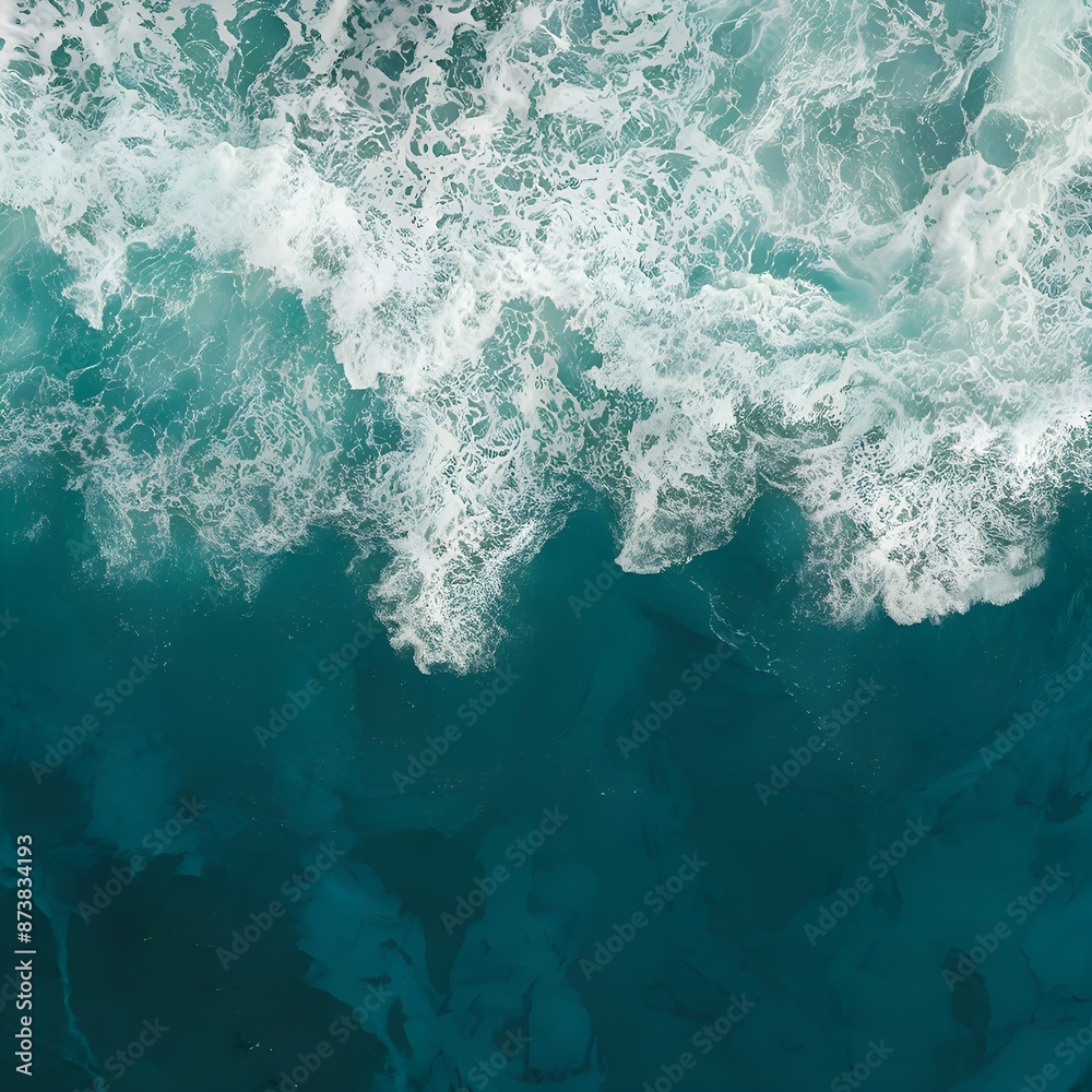 Obraz premium Pure blue turquoise sea water texture with foam and waves
