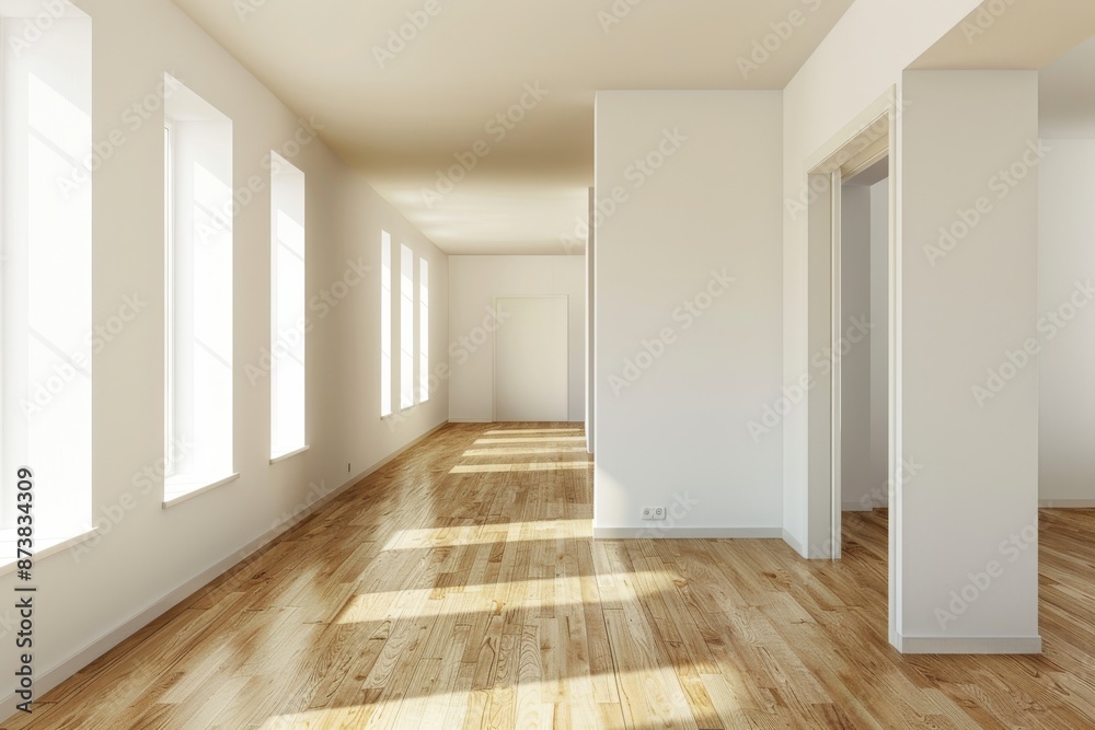Empty room with white walls and wooden floor. Empty room with white walls and wooden floor.