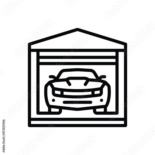 Black line icon for garage