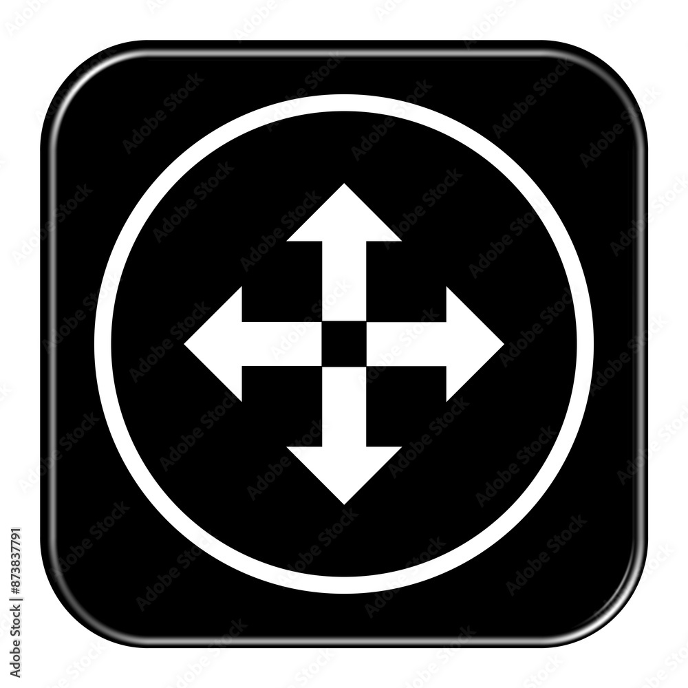 Weißes Icon auf schwarzem Button: Pfeile nach aussen Weißes Icon auf schwarzem Button: Pfeile nach aussen