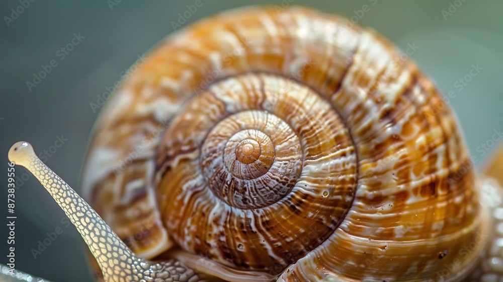 Close-up of a snail's shell, showing its intricate patterns. Close-up of a snail's shell, showing its intricate patterns.