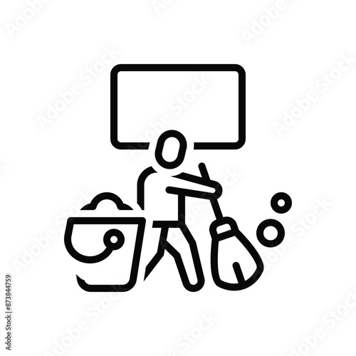 Black line icon for cleaning
