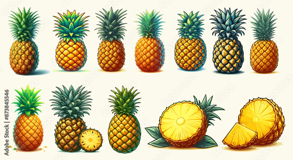 pineapple of collection vector illustration 