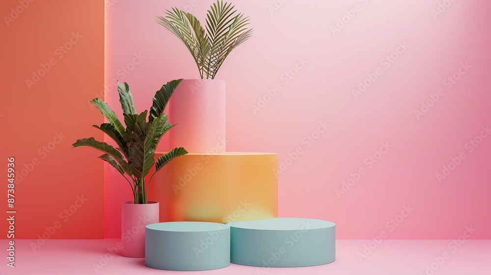 white podium with nice background and plant white podium with nice background and plant