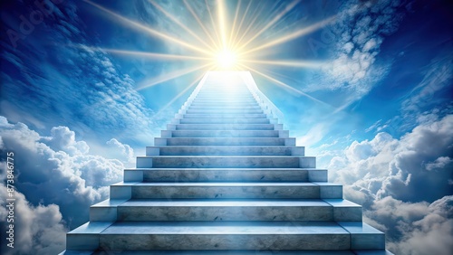 Stairway leading to a bright and heavenly light , stairway, heaven, celestial, above, ascending, spiritual, belief, pathway, divine, faith, afterlife, sky, entrance, peaceful, ethereal