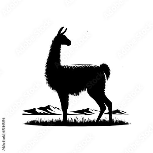 Guanaco Silhouette - Guanaco Vector Design - Minimalist Guanaco Illustration.