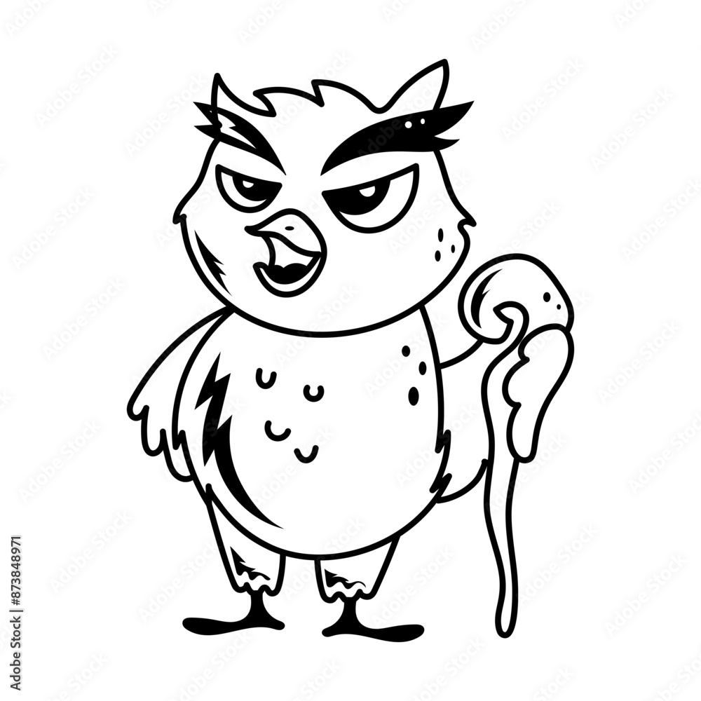 Obraz premium A hand drawn style icon of wizard owl holding wand 