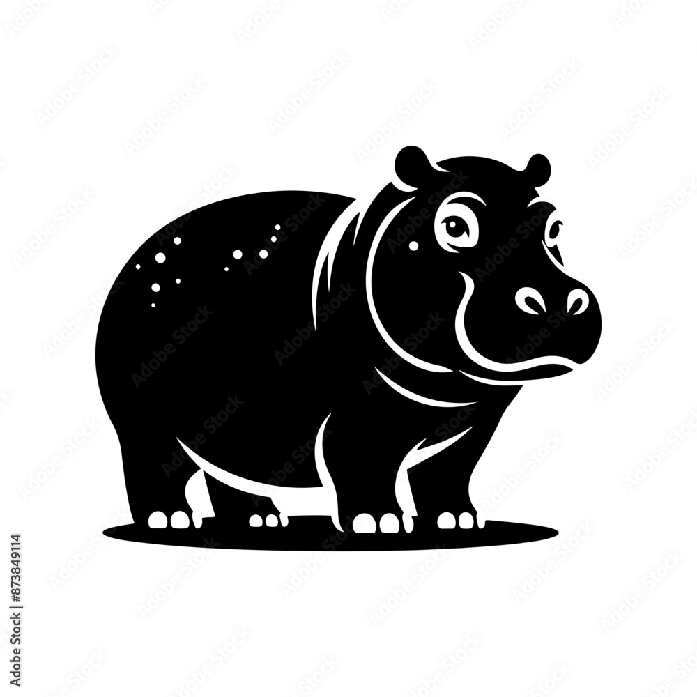 Obraz premium Hippopotamus Silhouette Design - Hippo Vector art - Hippopotamus Illustration.