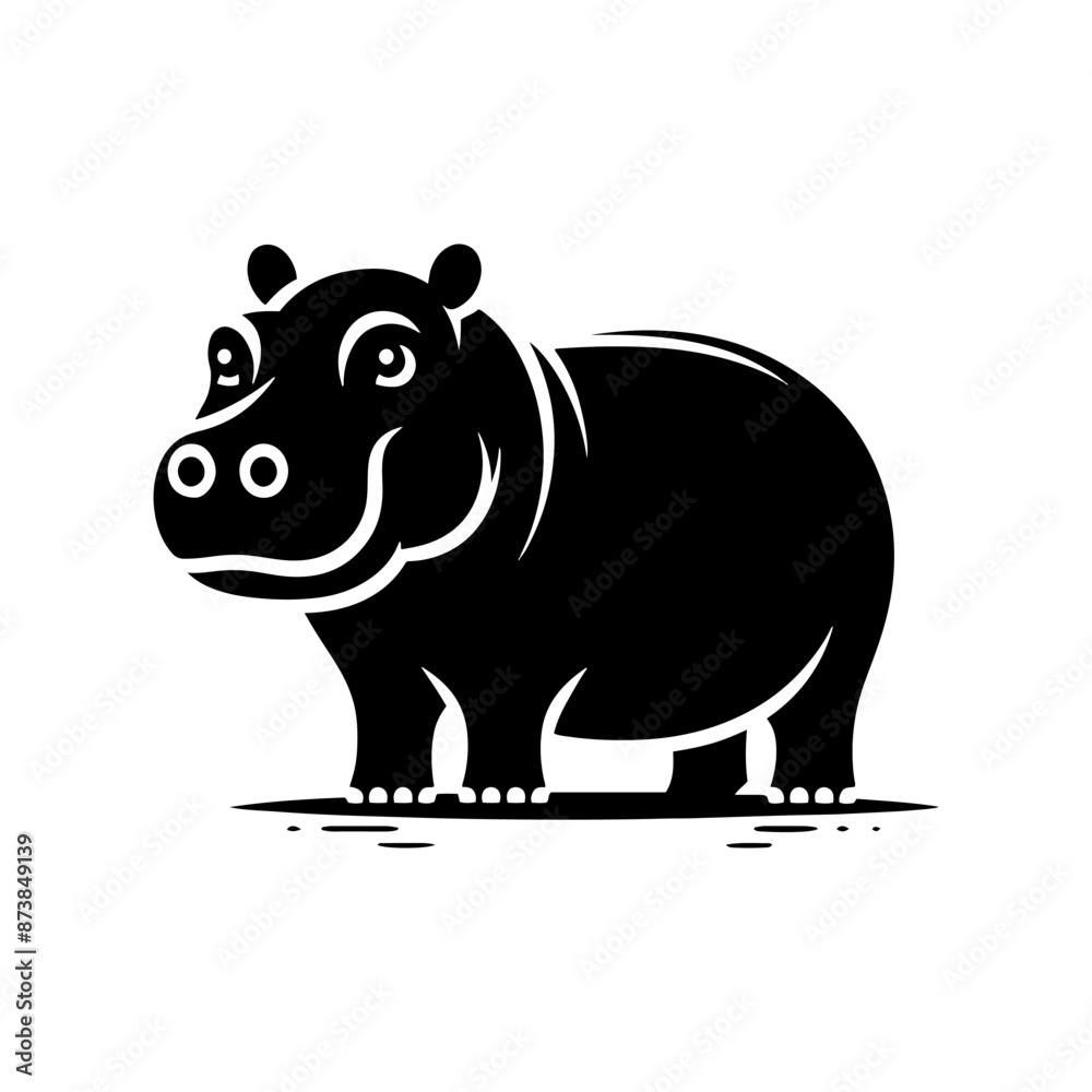 Obraz premium Hippopotamus Silhouette Design - Hippo Vector art - Hippopotamus Illustration.