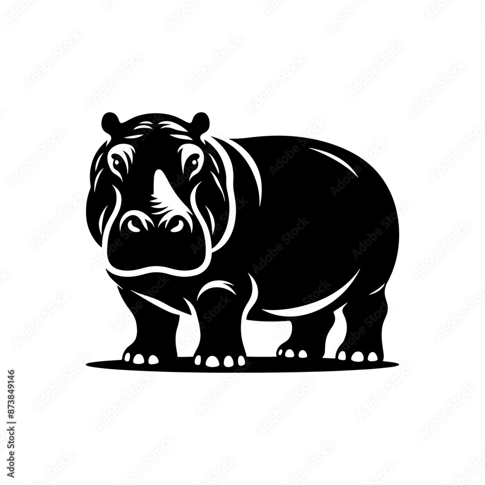 Fototapeta premium Hippopotamus Silhouette Design - Hippo Vector art - Hippopotamus Illustration.