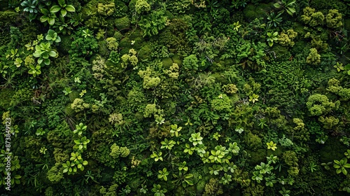 Green moss forms a dense, textured carpet, providing a natural backdrop for any setting. Captured from above, its lush surface invites close examination and evokes a sense of tranquility. © Suleyman