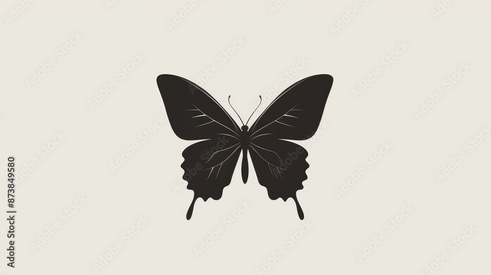 Fototapeta premium White background featuring a black butterfly icon