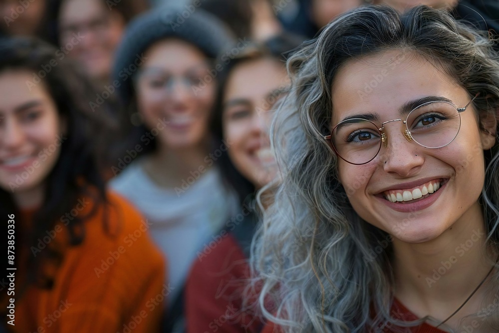 Beautiful women of various ages and genders smiling and laughing, some wearing eyeglasses, in a well-groomed beard. Beautiful women of various ages and genders smiling and laughing, some wearing eyeglasses, in a well-groomed beard.