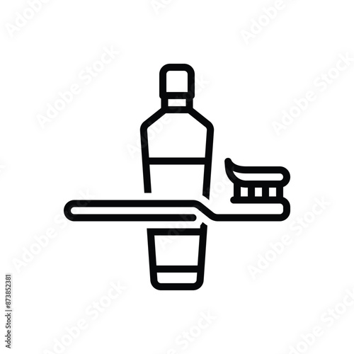 Black line icon for toothpaste